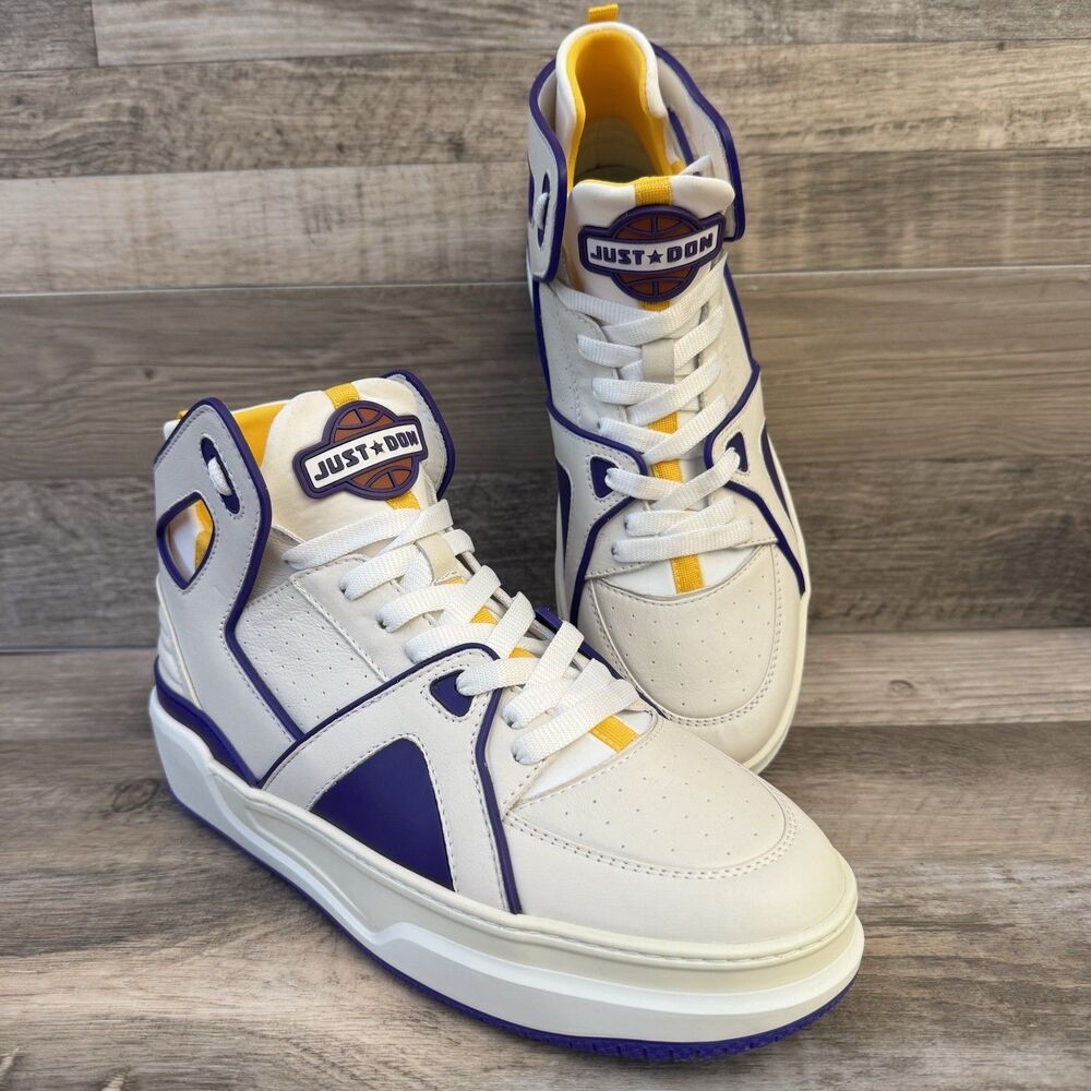 JUST DON Leather Techno Fabric Sneakers US9 UK8 EU42 Flat Made in Italy